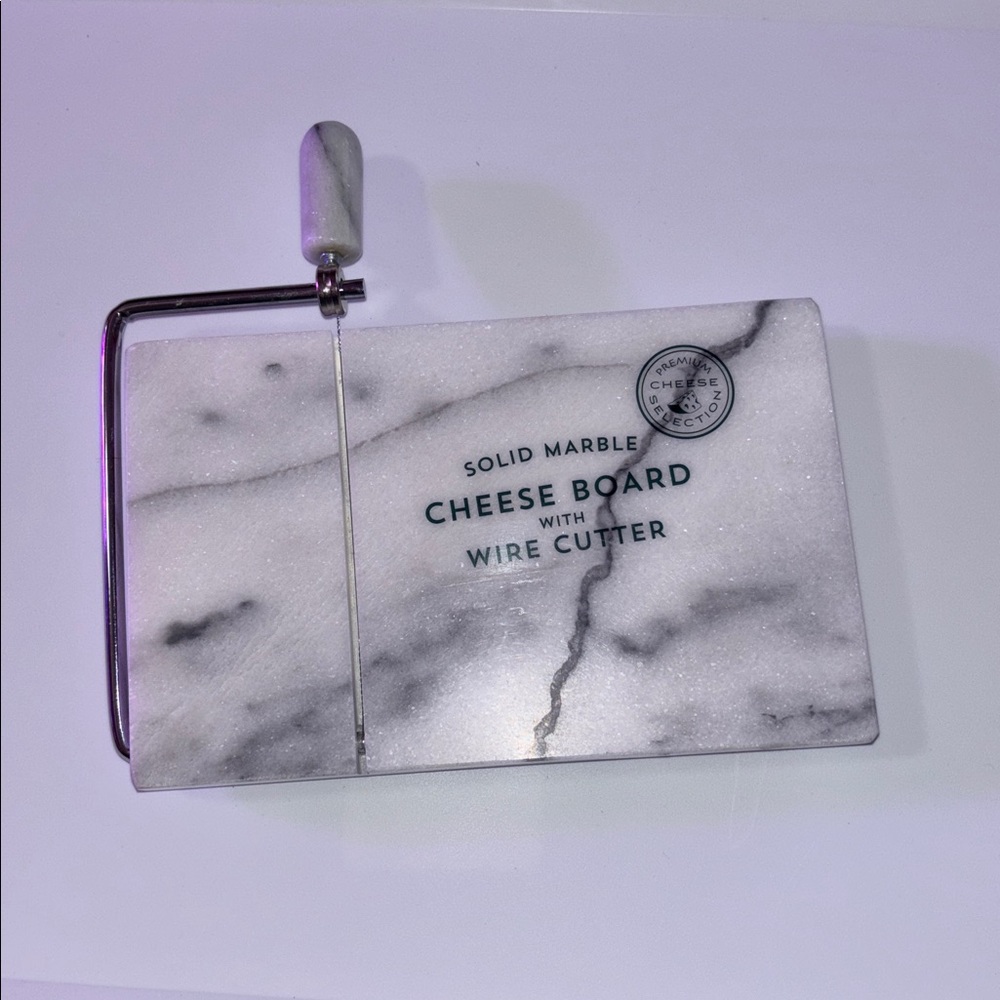 Solid Marble Cheese Board With Wire Cutter 5 x 8 Inches